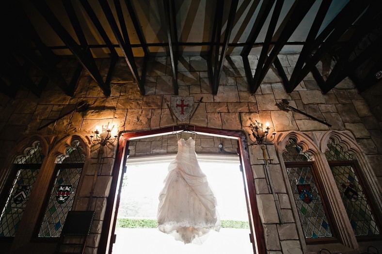 wedding dress in castle