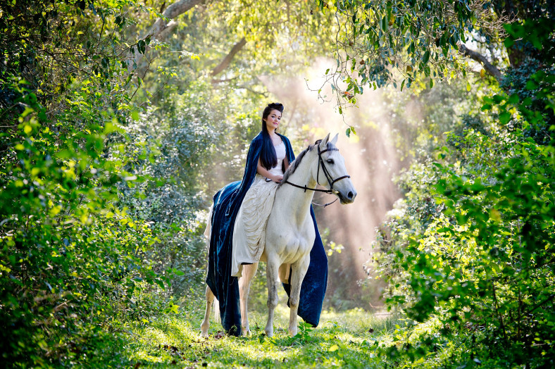 Girl with grey horse