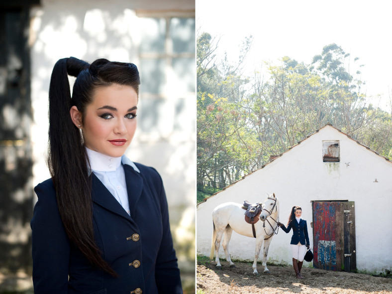 Girl with horse in riding gear