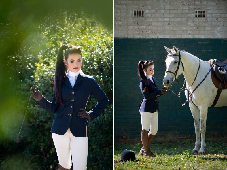 Girl with horse in riding gear