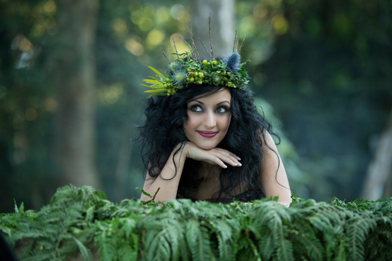 Bride with forrest fairy flower crown