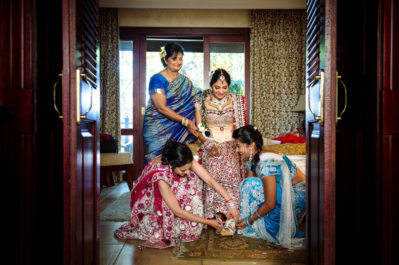 Indian bride getting ready