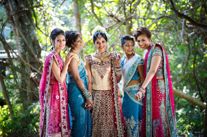 Indian bride with her bridemaids