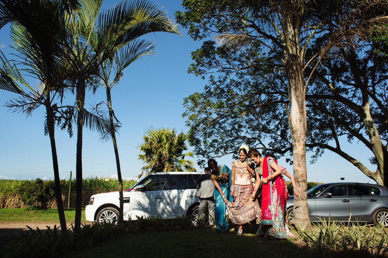 Indian bride leaving car