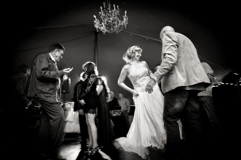 bride and groom at wedding reception