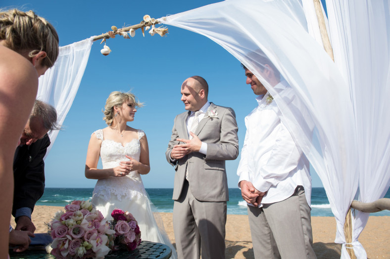 just married on the beach
