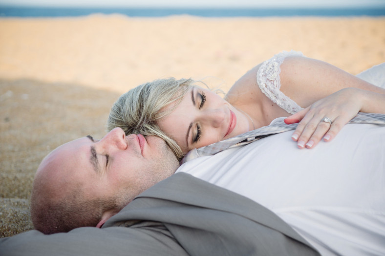 bride and groom beach wedding