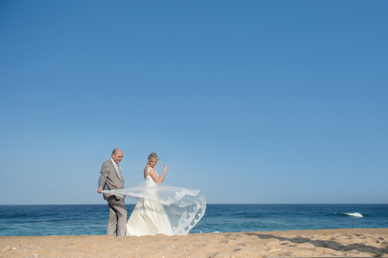 bride and groom beach wedding