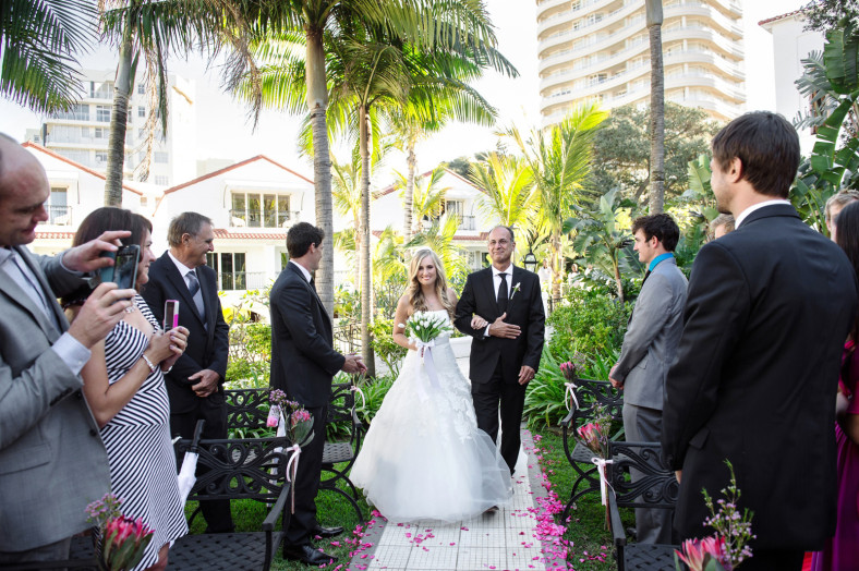 Ceremony area at Bride getting into dress Wedding at the Oyster Box Hotel Durban South Africa