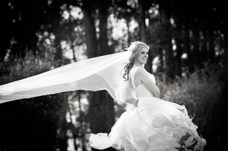 Bride in black and white