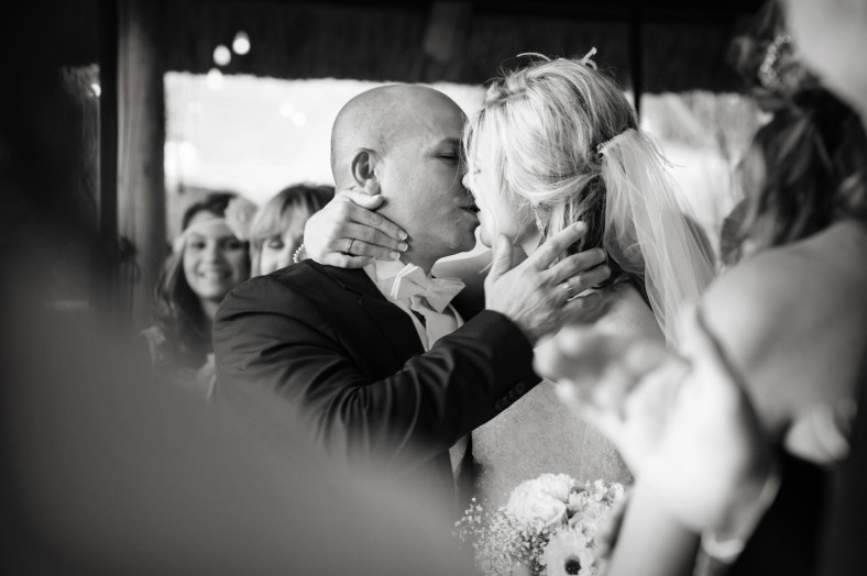 First kiss at a Greek wedding