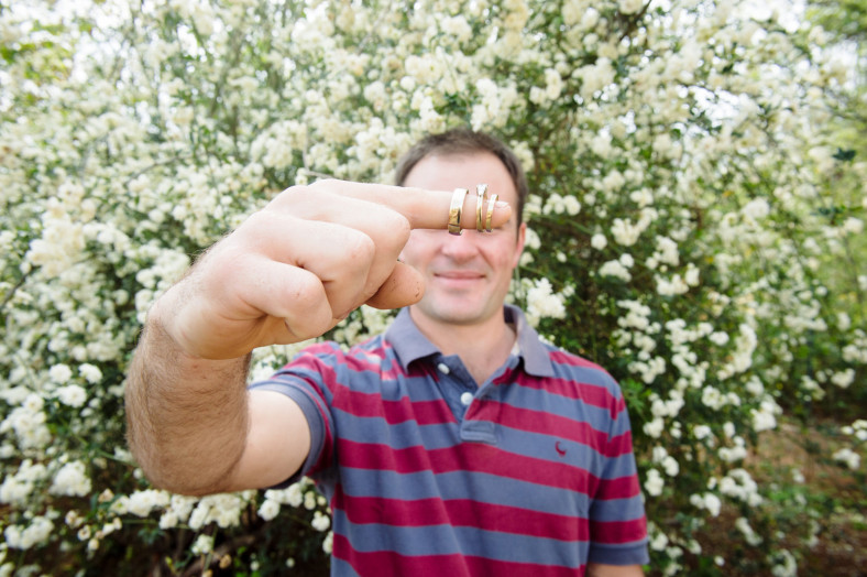 Groom with wedding rings