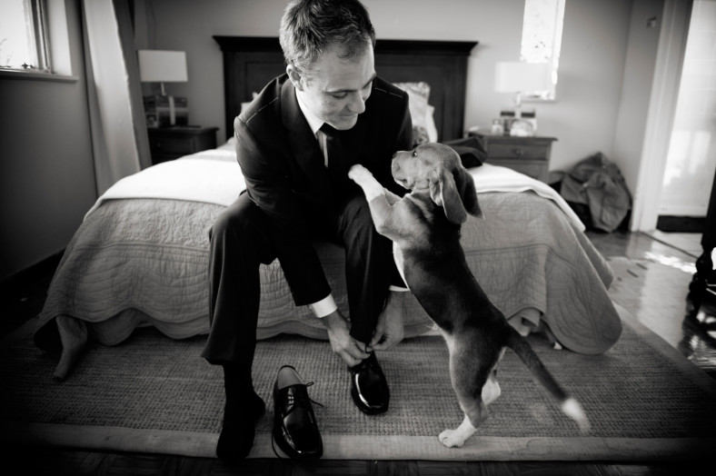 Groom with puppy