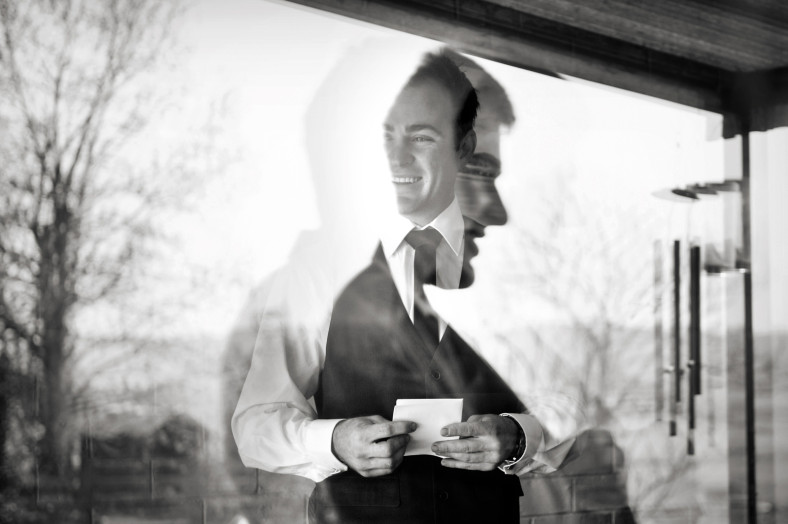 Reflection with groom