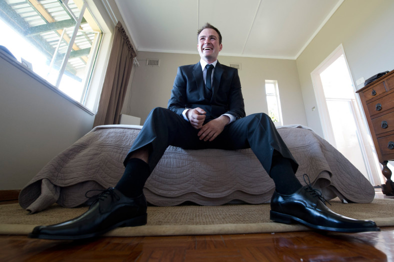 Wide angle view of groom