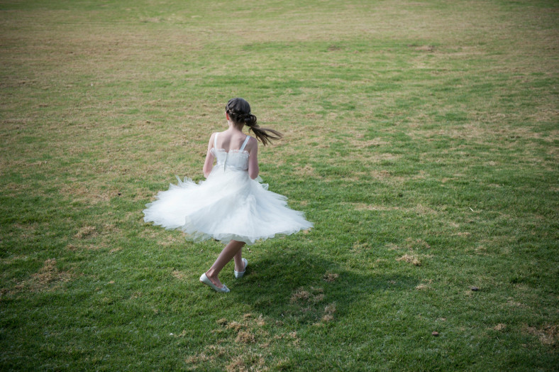 flower girl running