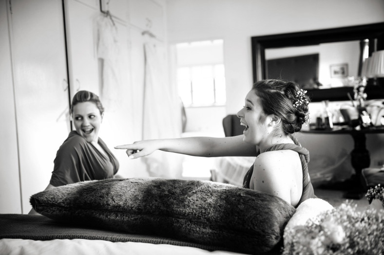 bride and bridesmaid