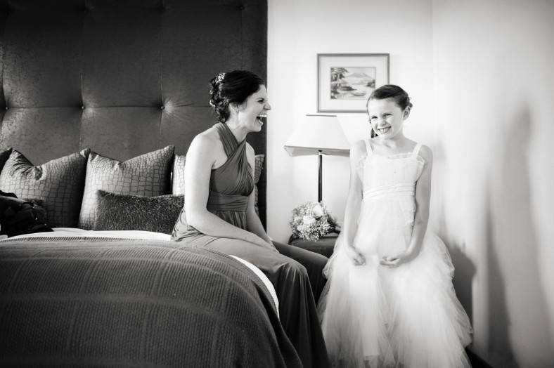 bridesmaid and flower girl