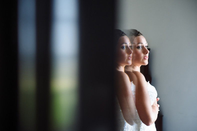 bride getting dressed