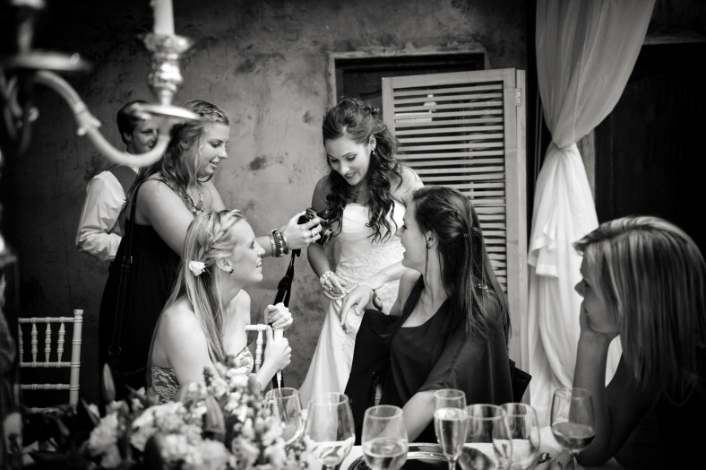 bride with friends