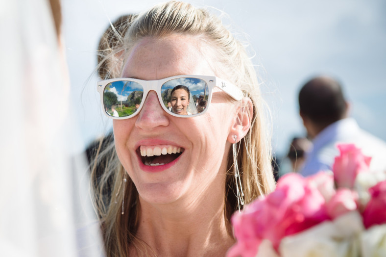 bride in sunglasses