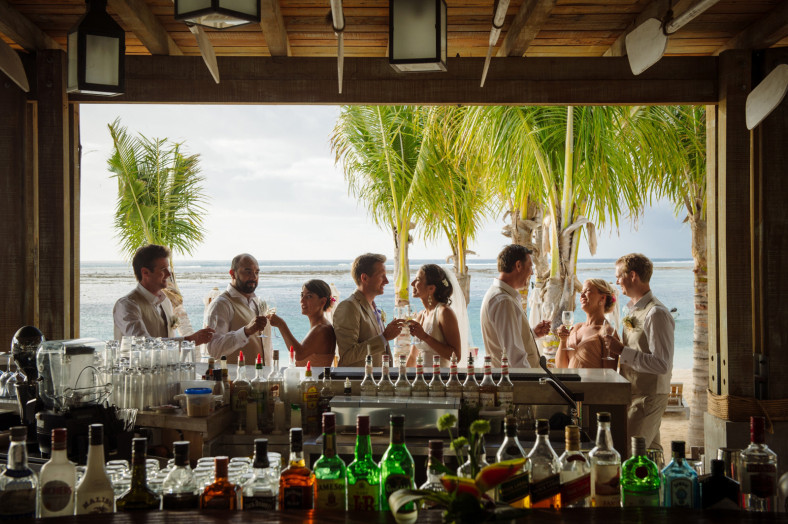Bridal party at Mauritius bar