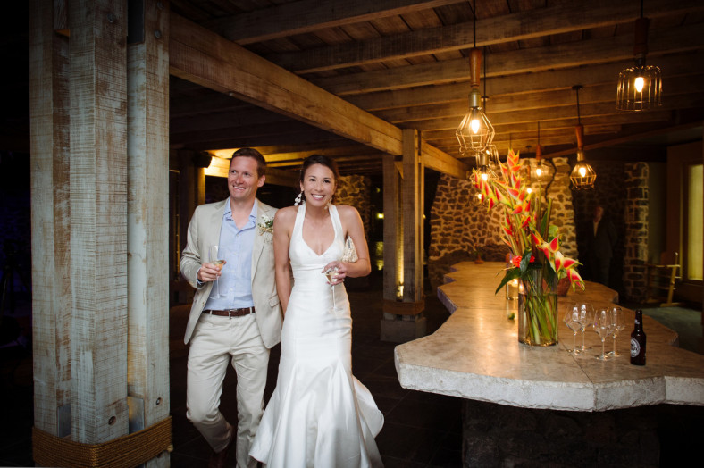 bride and groom at reception