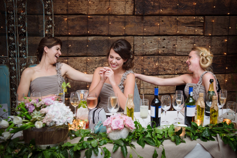 bridesmaids laughing