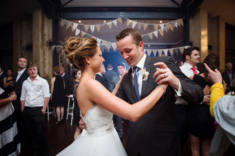 bride and groom dancing