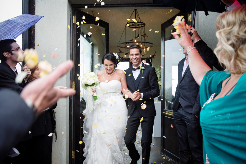bride and groom confetti