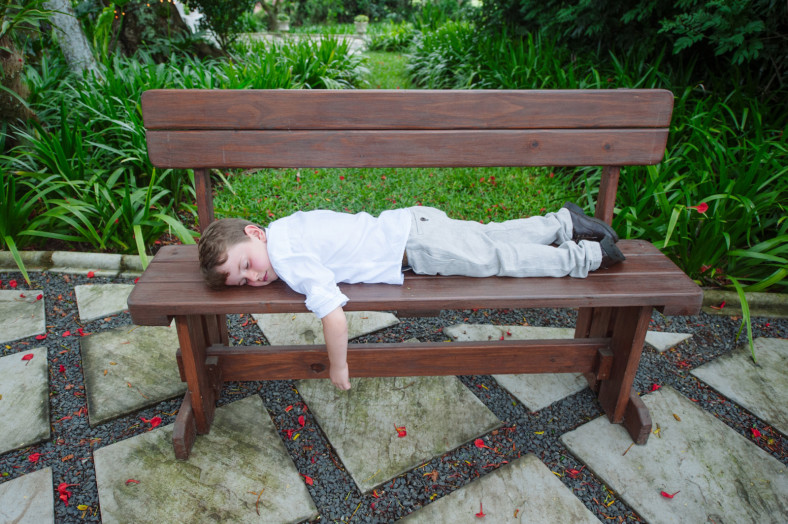 child on bench