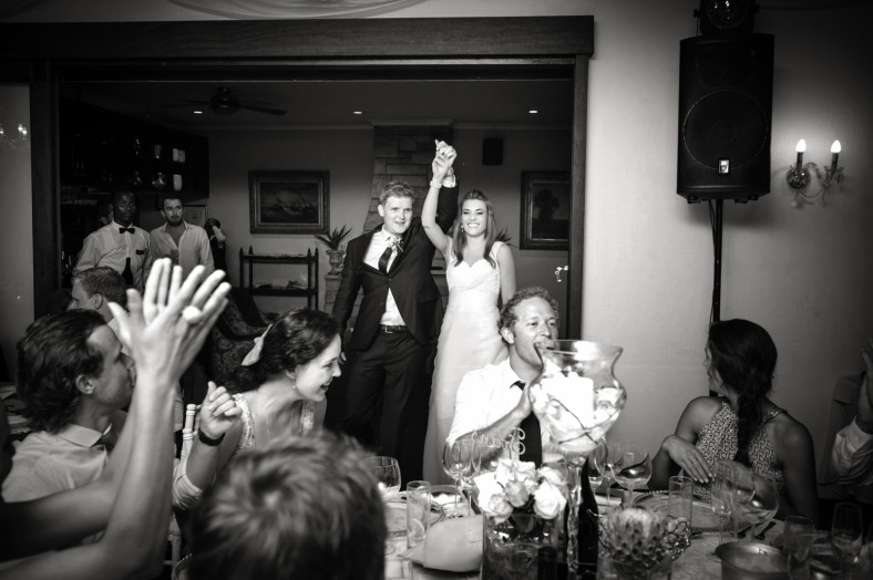 bride and groom enter reception