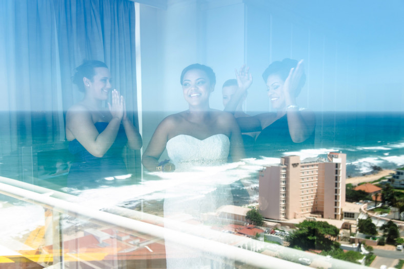 bride in reflection
