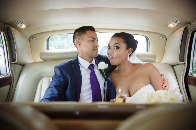 bride pulling faces