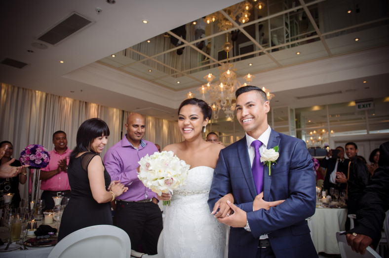 bride and groom at reception