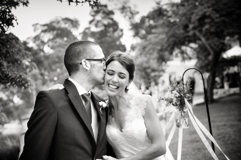 happy bride and groom
