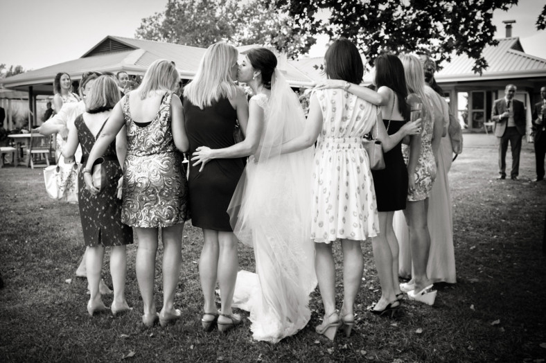 bride with friends