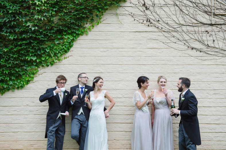 bridal party conversing