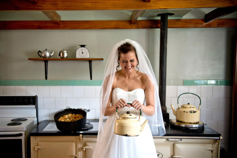 bride with tea pot