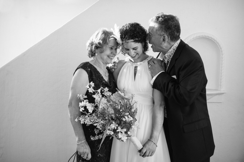 bride with parents