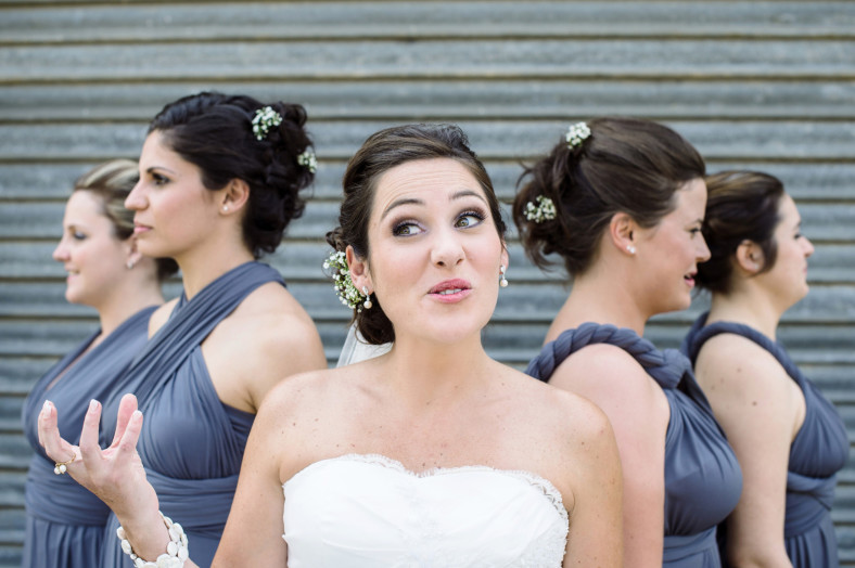 bride pulling a face