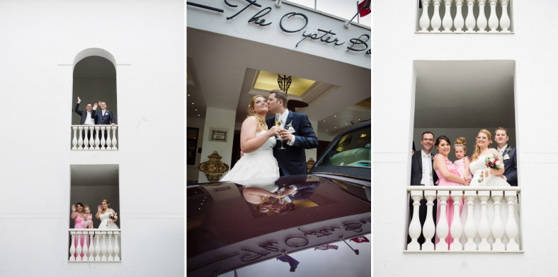 the oyster box hotel wedding photography couple with car
