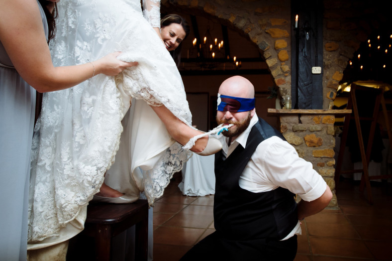Cranford Country Lodge Documentary Wedding Photography Garter