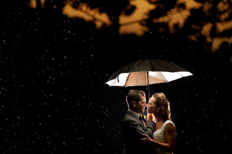 Wedding Couple with umbrella