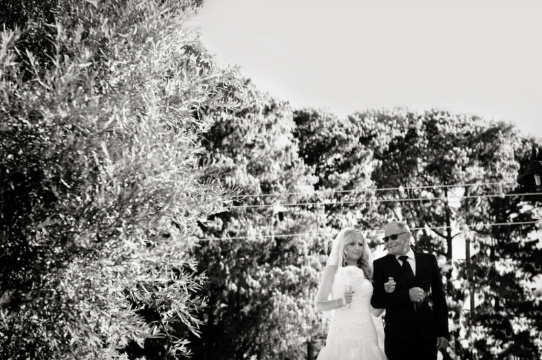 Bride walking down the aisle