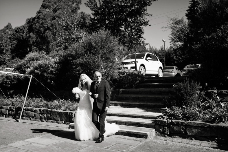 Bride walking down the aisle