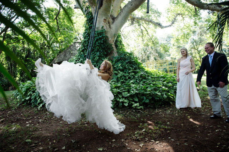 Bride on a swing
