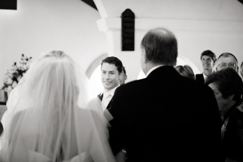 Bride at church with groom