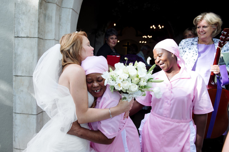 Bride being congratulated