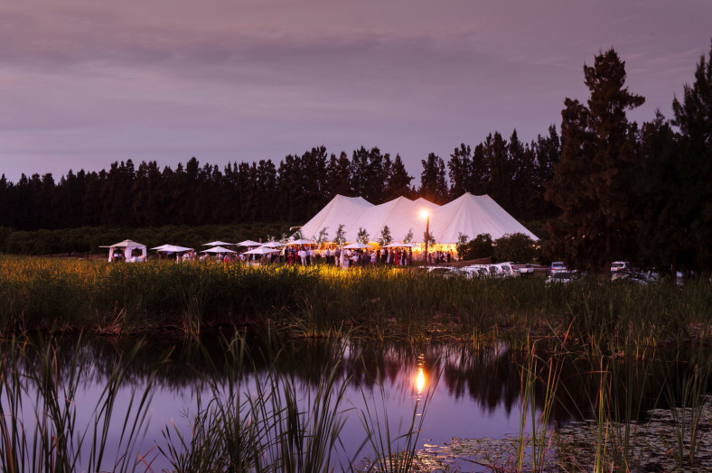Wedding Marquee on farm with view of lake
